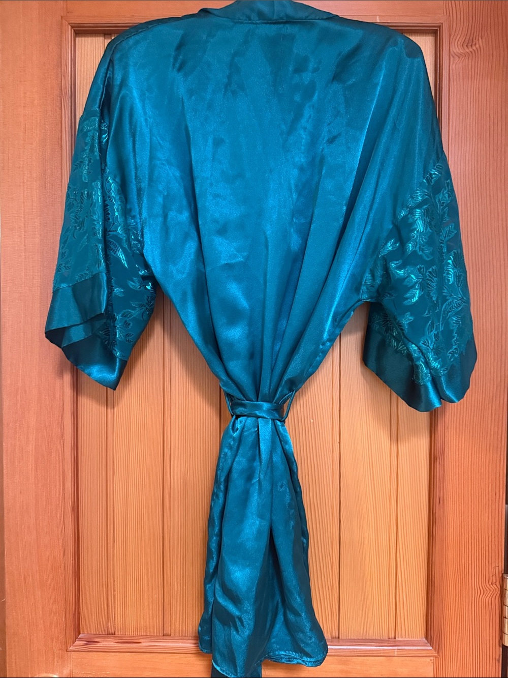 Sleep Solutions Silky Green Women's Kimono Robe - Size M - Picture 4 of 8